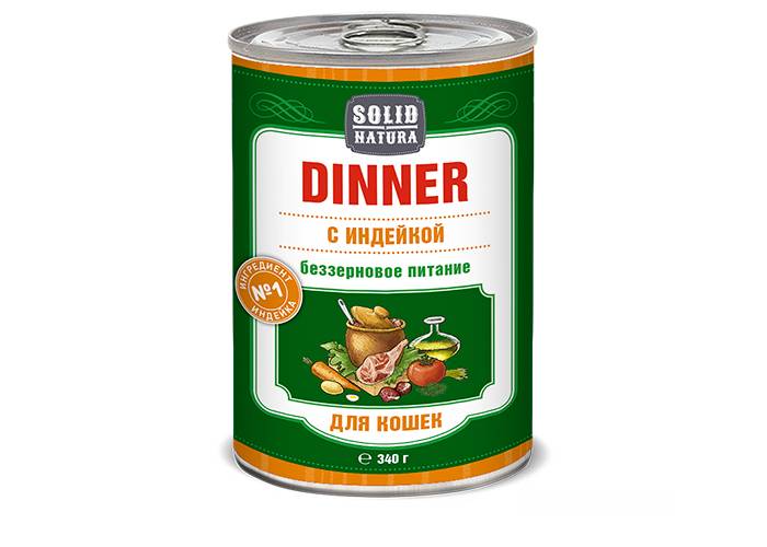 Влажный корм для кошек Solid Natura Dinner Индейка 