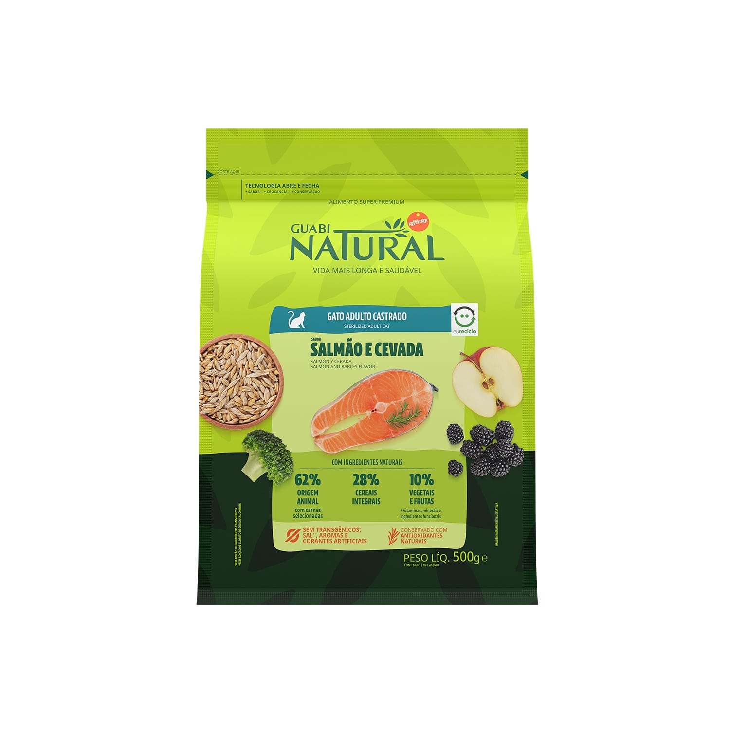 Корм Guabi Natural для стерилизованных кошек, с лососем/ячменем 1,5 кг