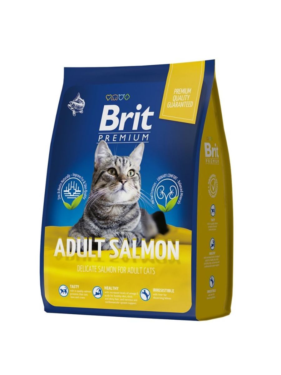Сухой корм для взрослых кошек Брит Премиум с лососем, 2 кг купить в Тюмени  | 5049615/4680265049615 | Заповедник