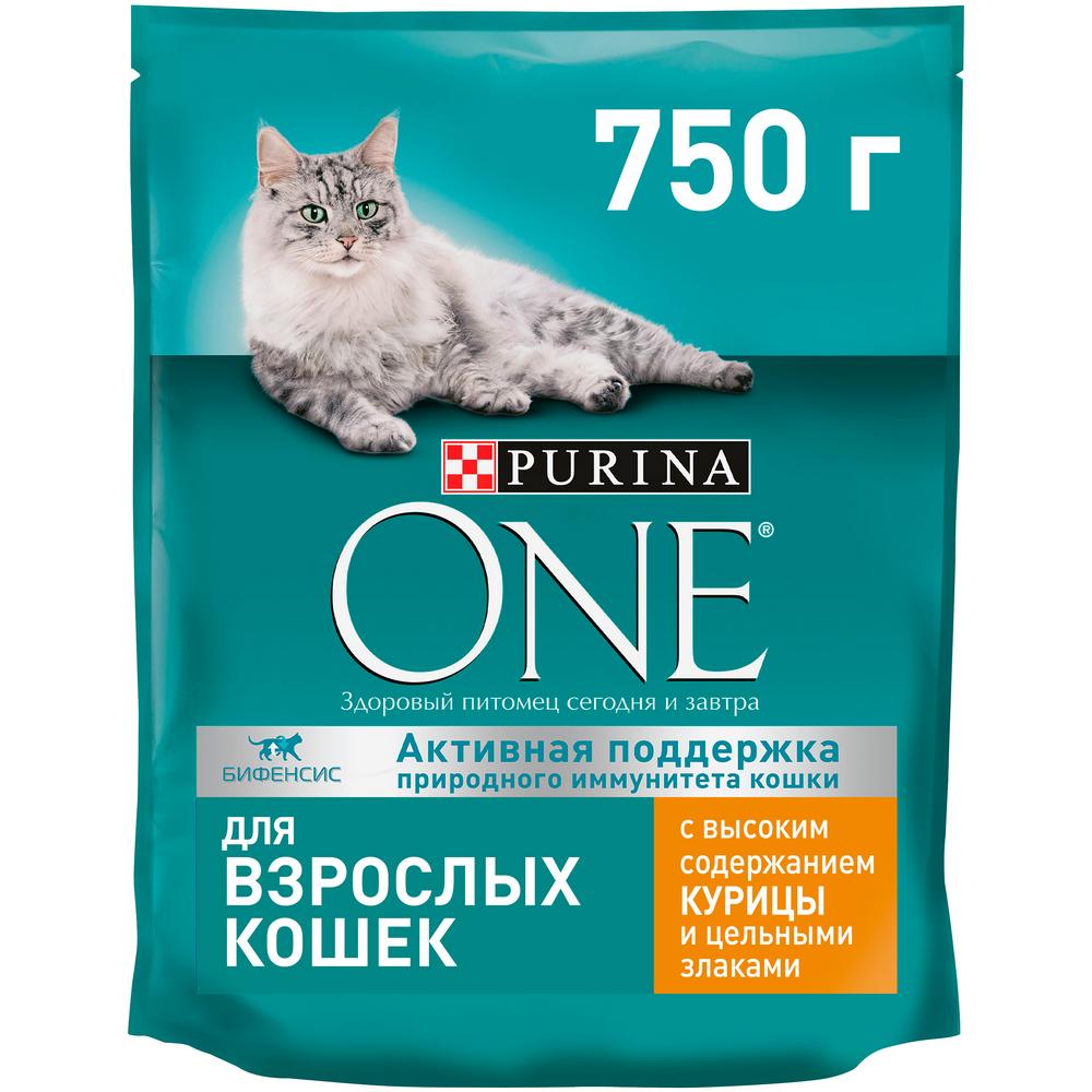 Сухой корм для взрослых кошек Purina ONE Adult с курицей и злаками 750 г  купить в Екатеринбурге | /7613034275080 | Заповедник