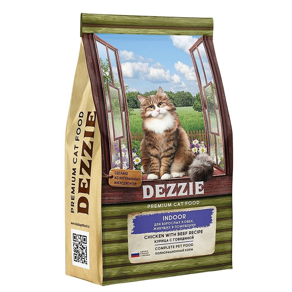 Сухой корм для взрослых кошек живущих в помещении DEZZIE INDOOR Курица с  говядиной 2 кг (дефект 2 см, без потери веса и срок 08.08.25) купить в  Екатеринбурге | /2772901013066 | Заповедник