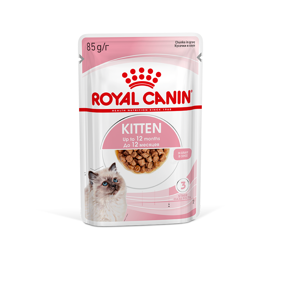 Влажный корм для котят Royal Canin Kitten (Киттен) в соусе 85 г купить в  Екатеринбурге | 40580008R1/4627150233865, 4627150233872, 4627180248419 |  Заповедник