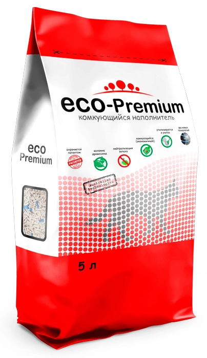 НаполнителькомкующийсядревесныйECOPremiumBLUEБеззапаха1,9кг5л
