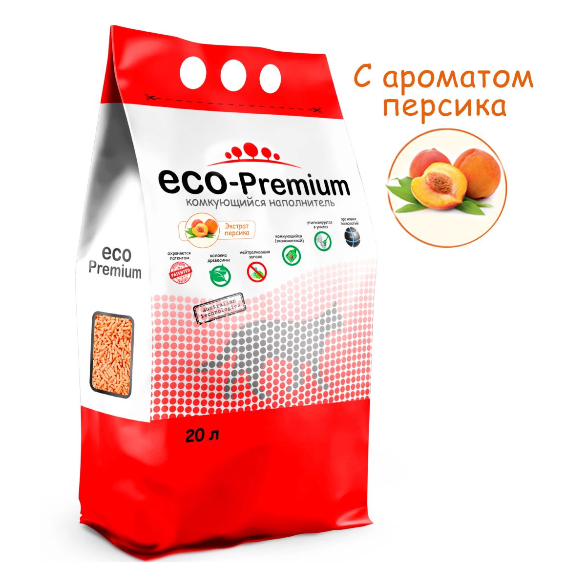 Наполнитель комкующийся древесный ECO Premium Персик 7,6 кг 20 л купить в  Екатеринбурге | ЦБ-00045430/4631155489066 | Заповедник