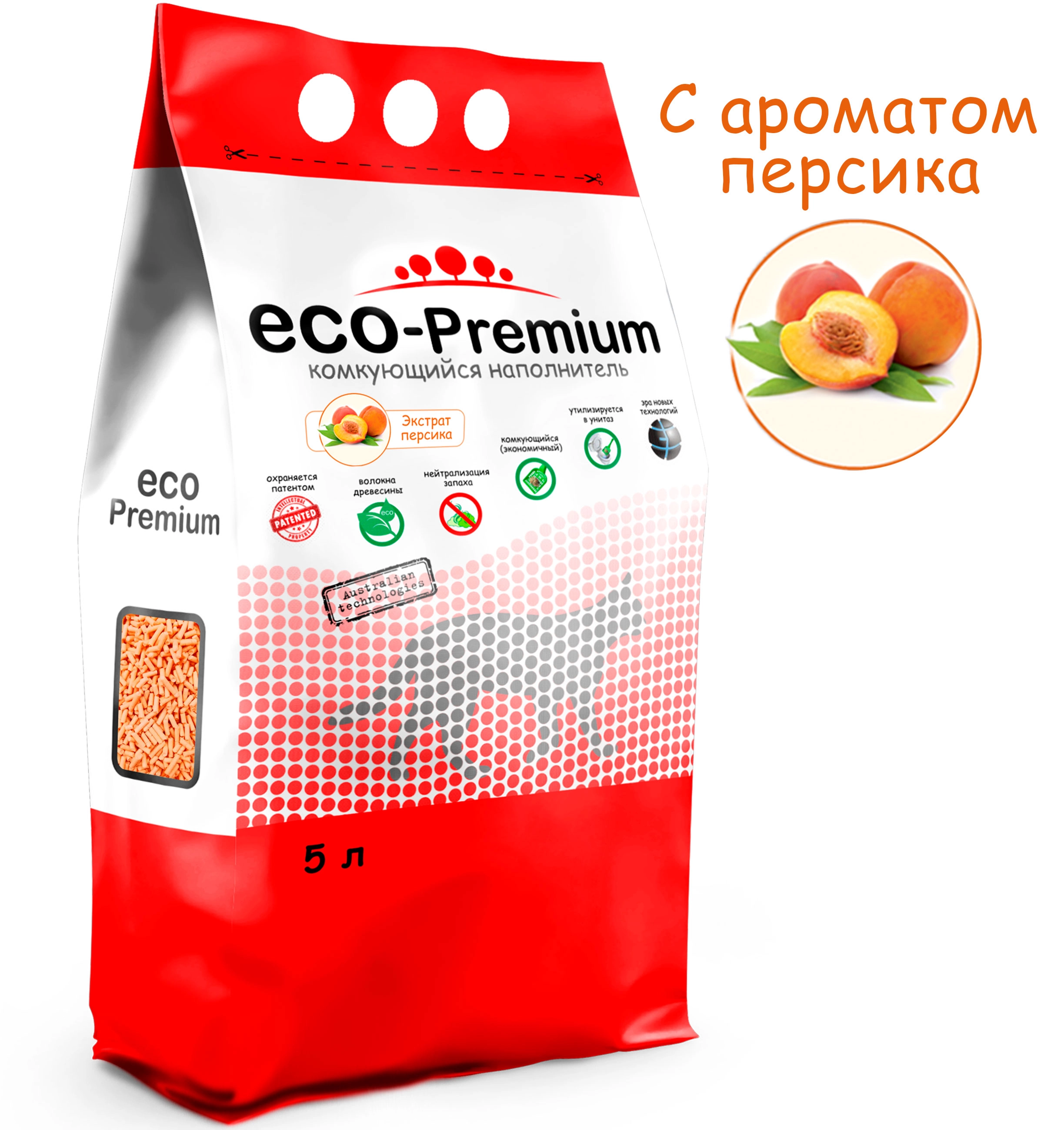 Наполнитель комкующийся древесный ECO Premium Персик 1,9 кг 5 л — купить с  доставкой в Омске в интернет-магазине Заповедник | ЦБ-00045429