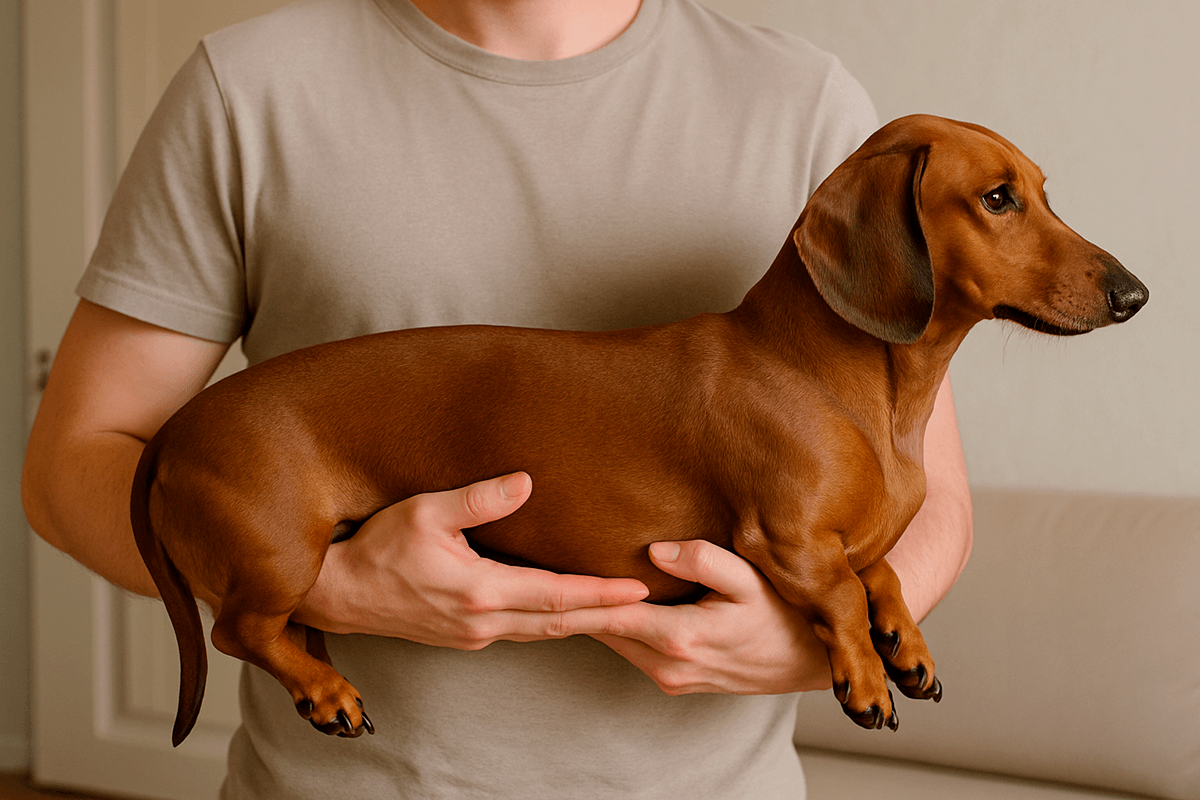 Как правильно поднимать и держать таксу, чтобы избежать травмы позвоночника