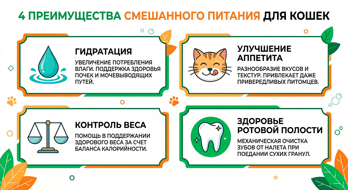 4 главных преимущества смешанного питания для кошек