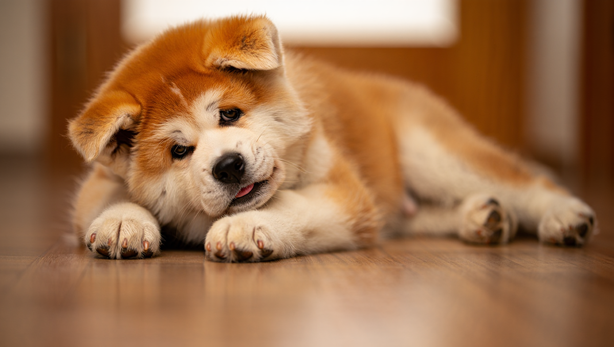 Щенок акита-ину рыжего окраса в 2 месяца