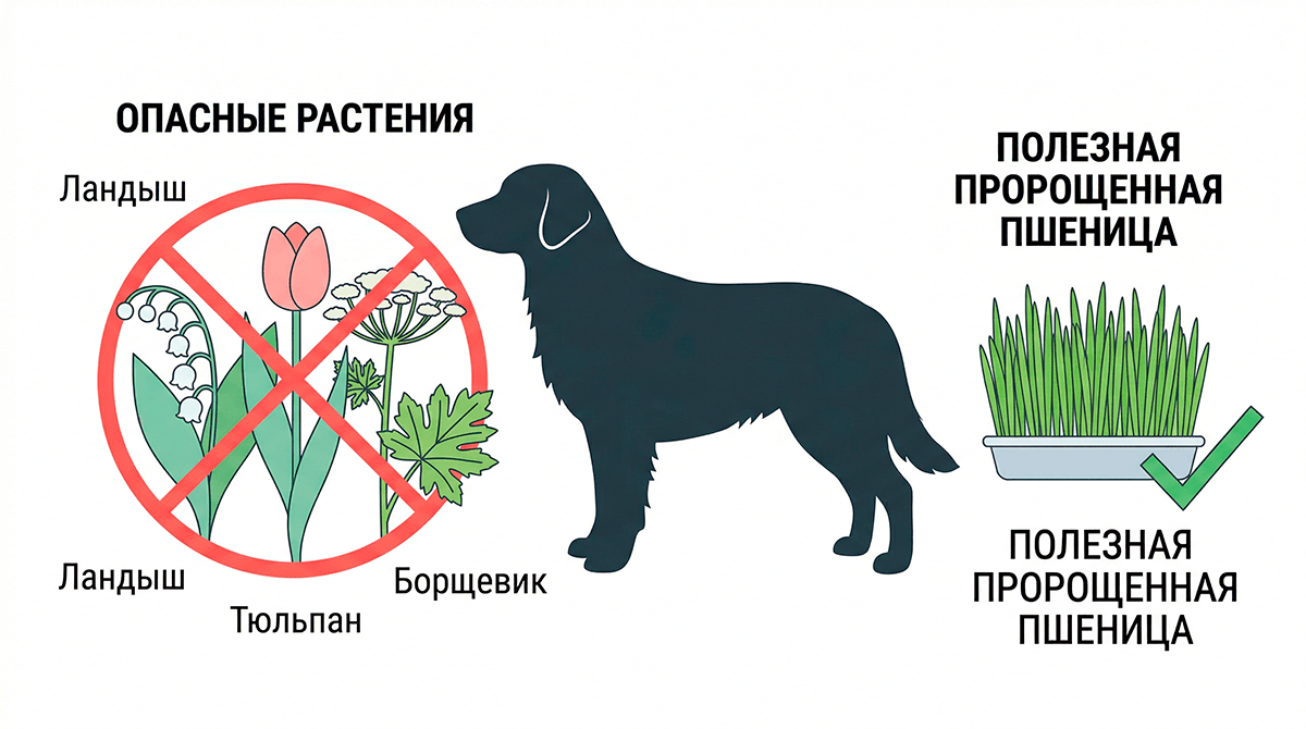 Инфографика ядовитых и безопасных растений для собак