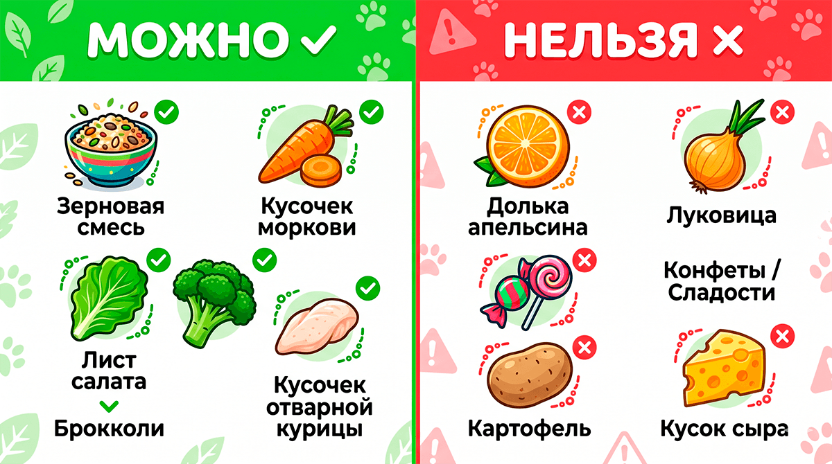 Инфографика правильного питания хомяка: разрешенные и запрещенные продукты