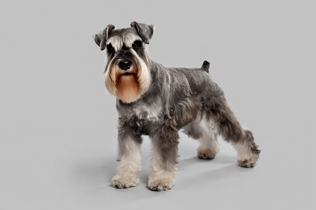 Цвергшнауцер окраса перец с солью с характерной бородой