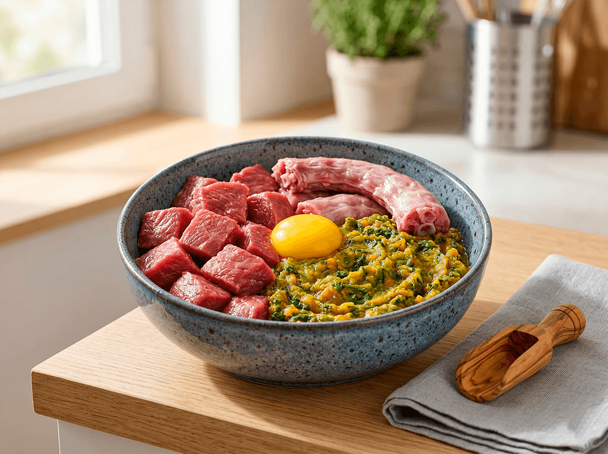 Идеальная порция натурального питания для собаки по системе BARF