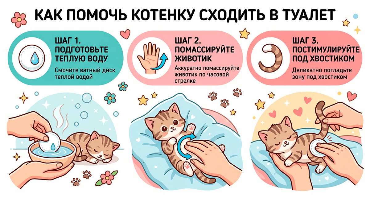 Инструкция по стимуляции мочеиспускания и дефекации у слепого новорожденного котенка