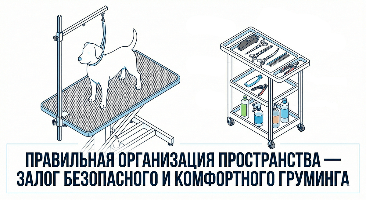  Схематичное изображение рабочего места грумера. 