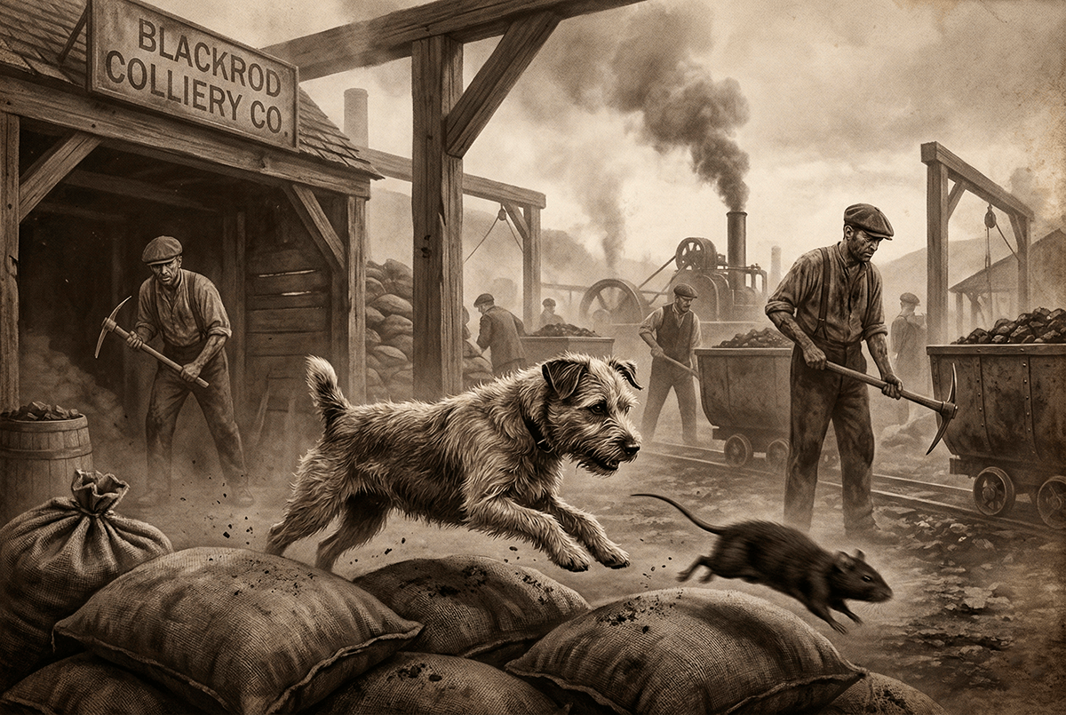 Предки йоркширских терьеров охотятся на крыс в английских шахтах XIX века.