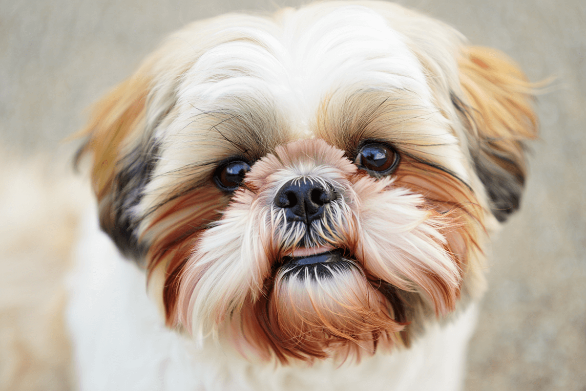 Крупный план морды собаки ши-тцу с короткой стрижкой