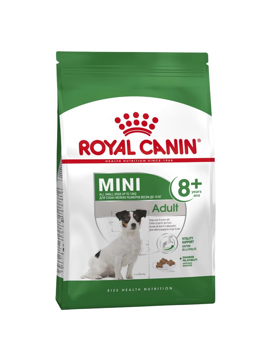 Сухой корм для взрослых собак мелких пород от 8 лет Royal Canin Mini Adult  8+ (Мини эдалт 8+) 4 кг купить в Перми | 327040/3182550831390 | Заповедник