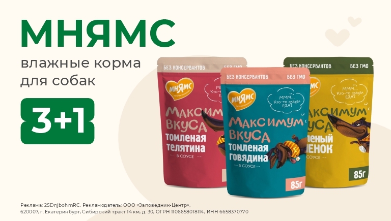 Влажный корм для собак Мнямс Максимум вкуса | 3+1