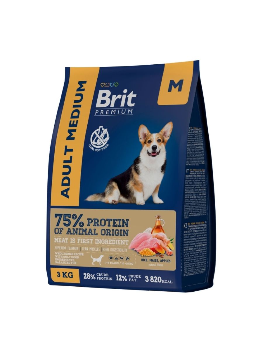 Сухой корм для взрослых собак средних пород Brit Premium Dog Adult Medium Курица