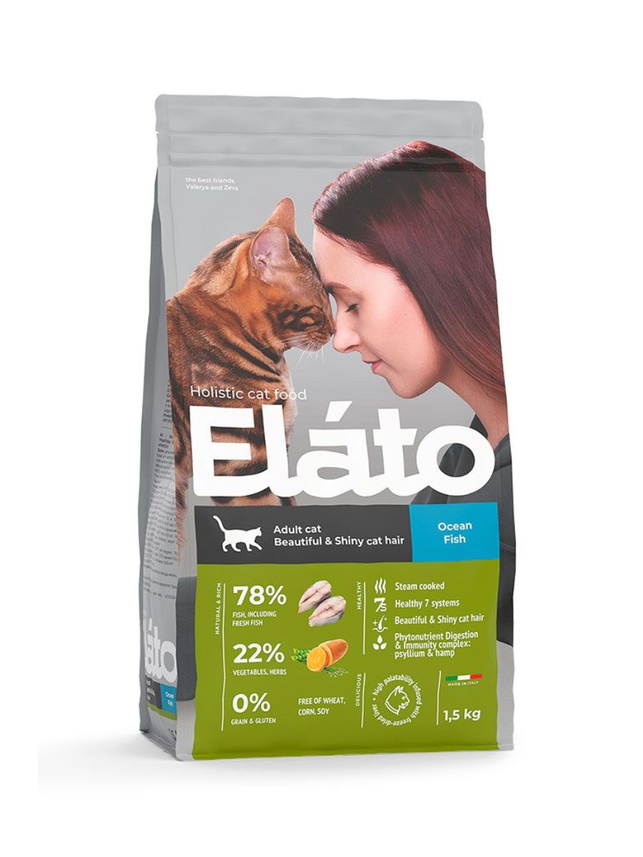 Корм Elato для взрослых кошек с рыбой 1,5 кг