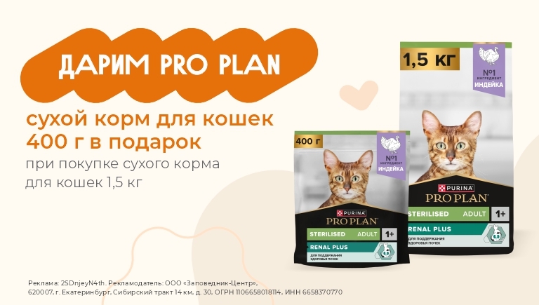 Сухой корм для кошек Pro Plan | 400 г в подарок при покупке 1.5 кг