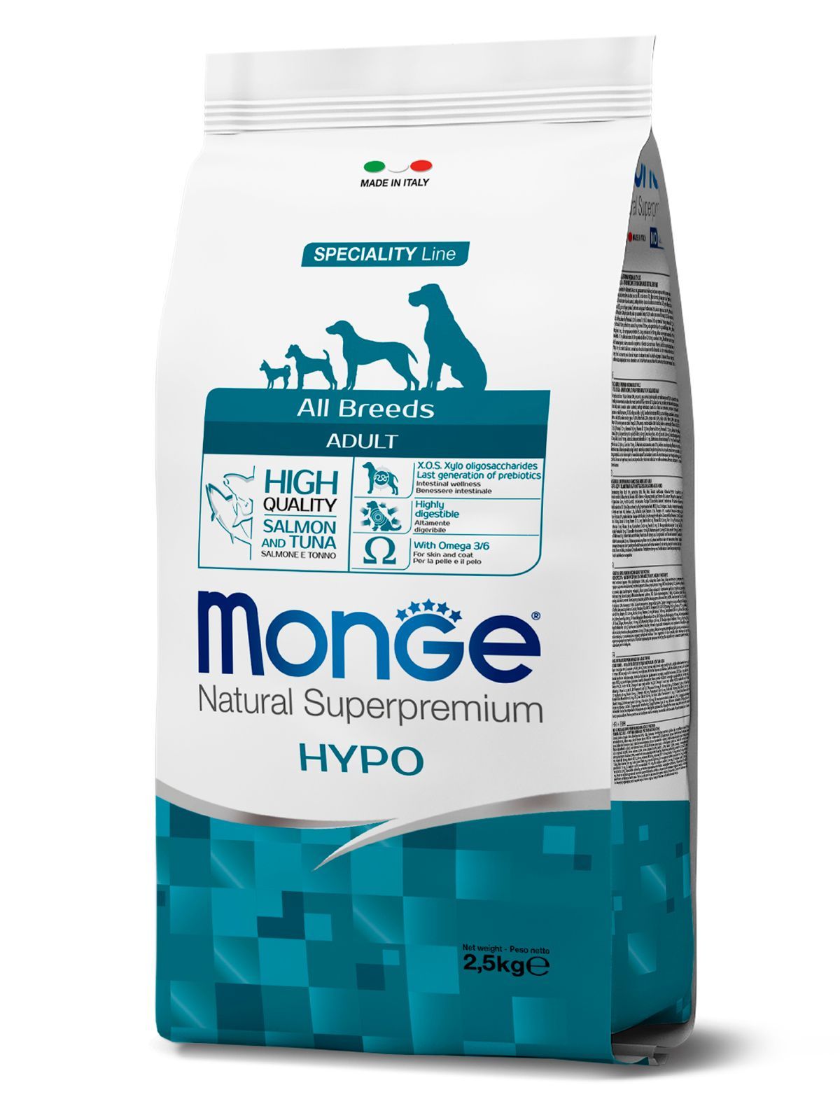 Превью Сухой корм для собак всех пород Monge Dog Speciality Hypoallergenic лосось/тунец 2,5 кг 