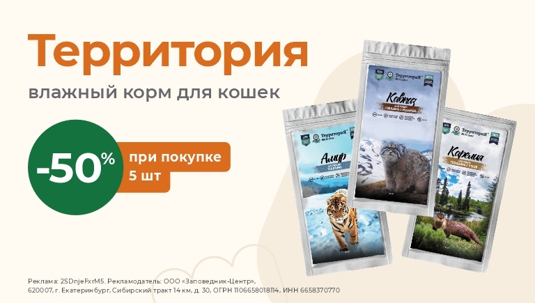 Влажный корм для кошек Территория | Cкидка 50% при покупке 5 шт.