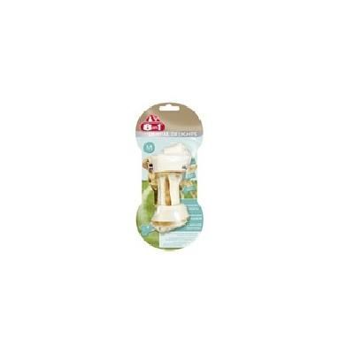 Превью Лакомство для собак мелких пород 8в1 Delights Pro Denta Кость из сушеной говяжьей кожи с куриным мясом и минералами, очищающими зубы, размер XS, 7,5 см 2