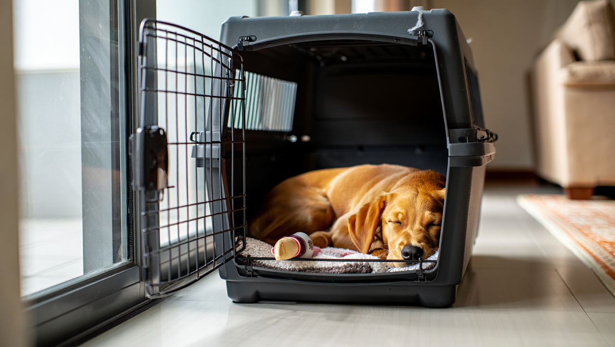 Как приучить собаку к клетке