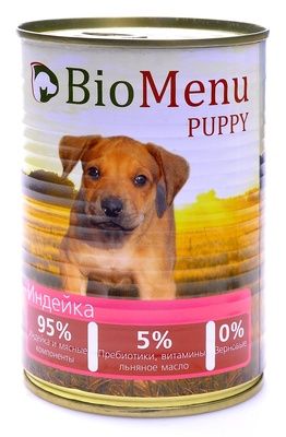 Превью Консервы для щенков BioMenu PUPPY Индейка 410гр 